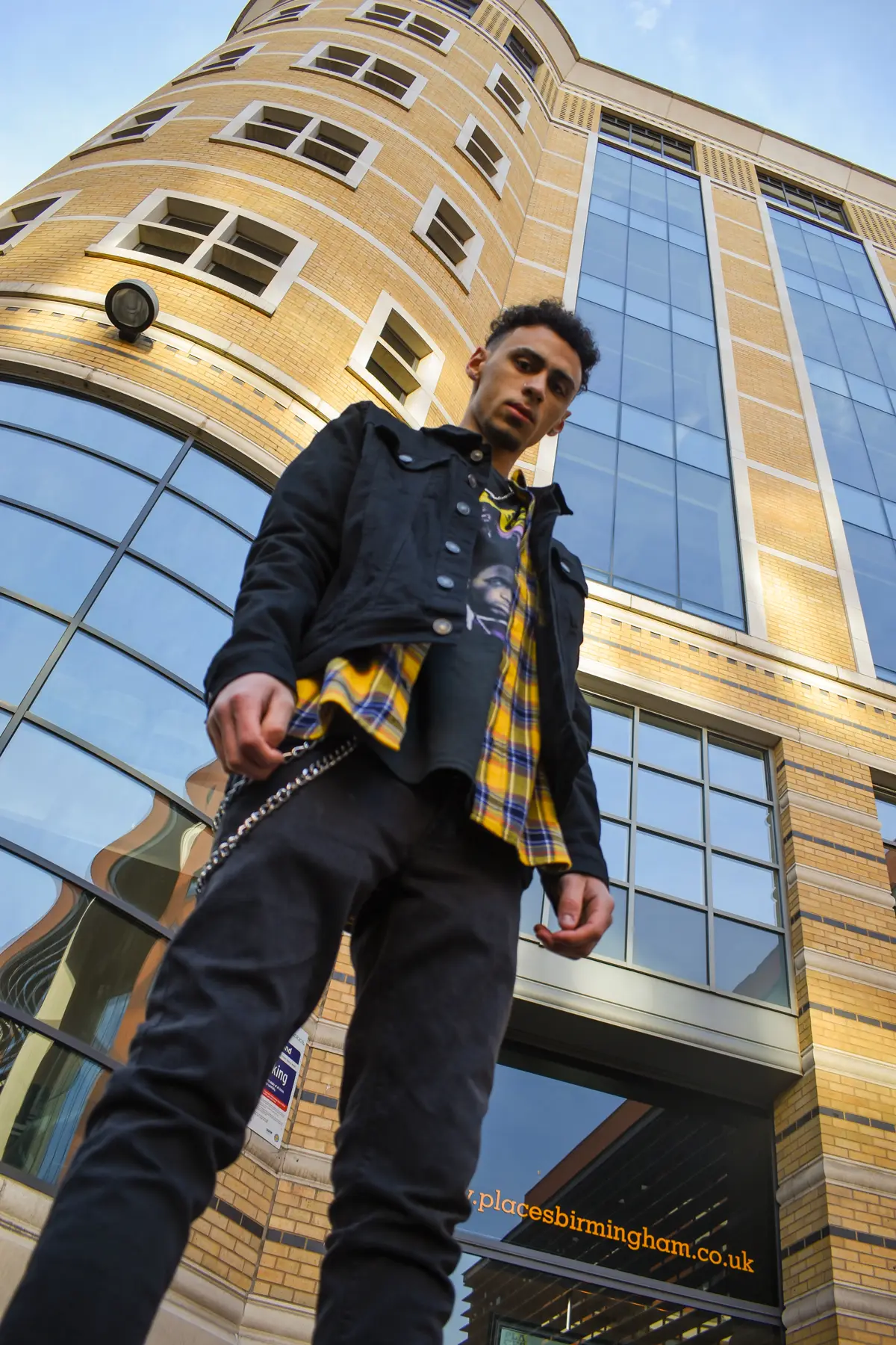 Brindley place with Cody having fun shooting fashion for instagram